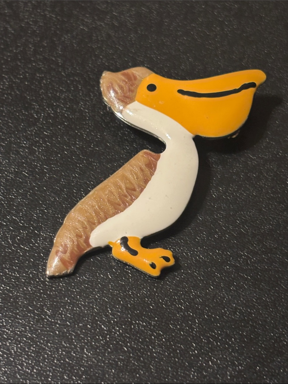 Brown, Yellow and White Pelican Bird Enamel Brooch - Costal Beach Fish Brooches